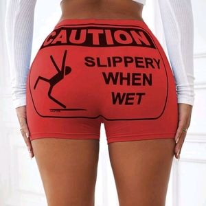Slogan Graphic letters Biker Shorts